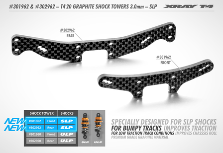 Xray T4&#039;20 SLP GRAPHITE SHOCK TOWER REAR 3.0MM - 302962