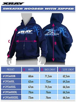 XRAY SWEATER HOODED WITH ZIPPER - BLUE (L), X395600L