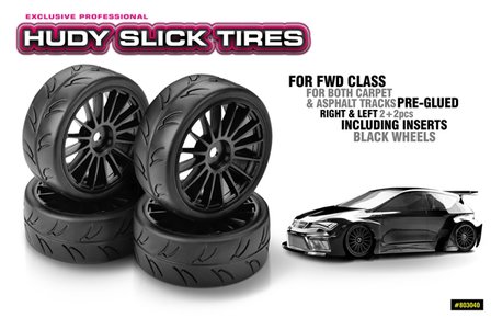 HUDY 1/10 SLICK TIRES RIGHT &amp; LEFT (2+2)