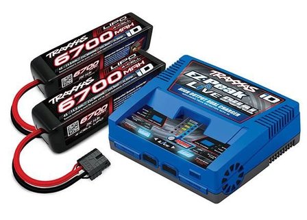 Traxxas Battery/charger Completer Pack (includes #2973 Dual Id Charger (1), #2890x 6700mah 14.8v 4-cell 25c Lipo Battery (2)) - 2997G