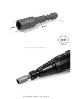 Muchmore Electric Metric short type Nut Driver 7.0mm for Professional Electric Power Drive