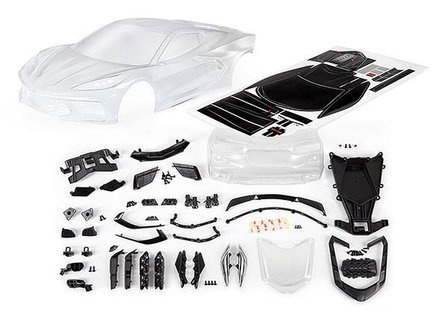 Traxxas Body, Chevrolet Corvette Stingray (clear, Trimmed, Requires Painting)/ Decal Sheet (includes Side Mirrors, Spoiler, Grilles, Vents, Hardware, &amp; Clipless Mounting) - 9311