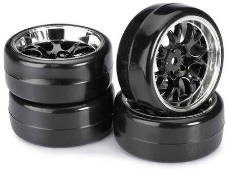 Wheel Set Drift LP &quot; Comb / Profile B&quot; black/chrome 1:10 (4 pcs)