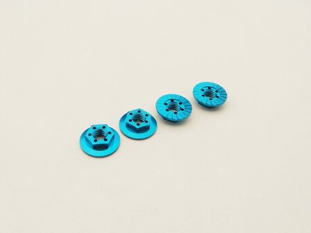 Hiro Seiko 4mm Alloy Serrated Wheel Nut -11mm Thin Type (T-Blue, 4pcs)