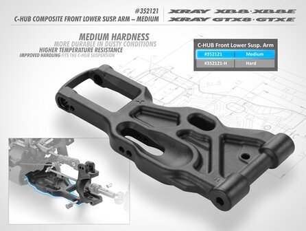 XB8 C-HUB COMPOSITE FRONT LOWER SUSPENSION ARM - MEDIUM, X352121