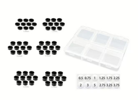 MR33 Aluminum 3mm Shim Set 1.25/1.75/2.25/2.75/3.25/3.75mm je 10 (60) - Black