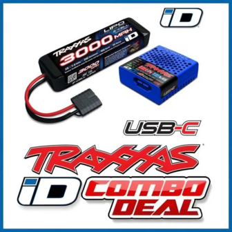 Traxxas Battery/charger Completer Pack (includes #2985 Usb-c Nimh/lipo Id Charger (1), #2827x 3000mah 7.4v 2-cell 20c Lipo Id Ba - 2985-2S