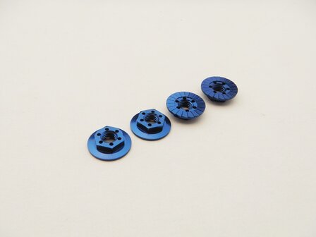 Hiro Seiko 4mm Alloy Serrated Wheel Nut -11mm Thin Type (Y-Blue, 4pcs)