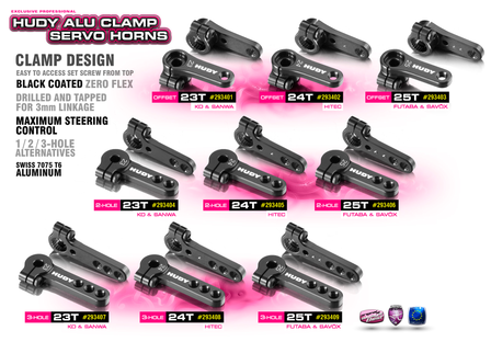 HUDY ALU CLAMP SERVO HORN - HITEC - OFFSET- 24T - 293402