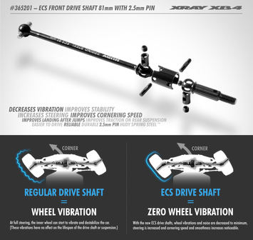 XRAY ECS FRONT DRIVE SHAFT 81MM WITH 2.5MM PIN - HUDY SPRING STEEL - SET - 365201