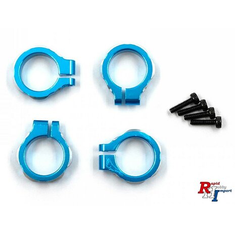 Aluminium veerdemperklem 4st voor Tamiya BBX (BB-01) blauw