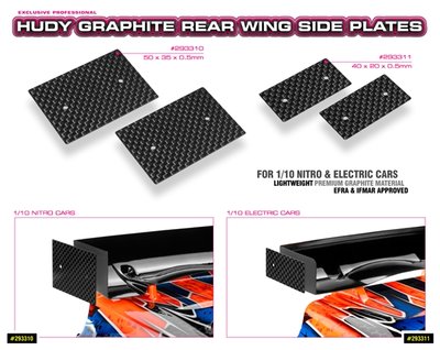 Hudy Graphite Rear Wing Side Plate 0.5mm - 1/10 Nitro (2), H293310 - 293310