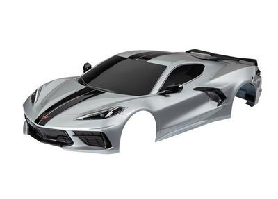 Traxxas Body, Chevrolet Corvette Stingray, Complete (silver) (painted, Decals Applied) (includes Side Mirrors, Spoiler, Grilles, Vents, & Clipless Mounting) - 9311T