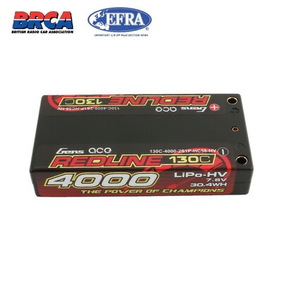 Gens ace Redline V2 Series Shorty 4000mAh 7.6V 2S 130C HV LiPo (5mm, 147g)