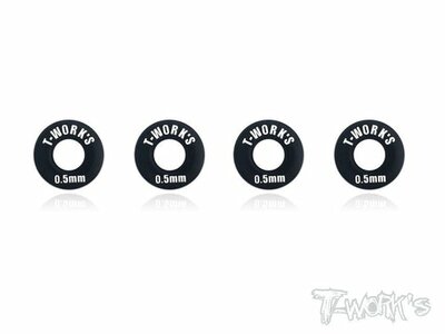 T-Work's Aluminum 5mm Bore Wheel Shim 0.5mm (4pcs, Black)