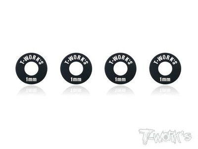 T-Work's Aluminum 5mm Bore Wheel Shim 1mm (4pcs, Black)