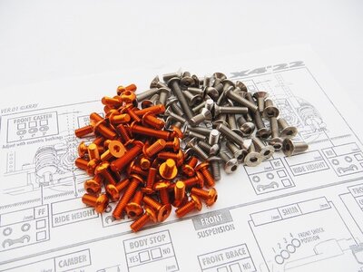 Hiro Seiko Xray X4'22 Alu Orange & Titan Screw Set (115pcs)