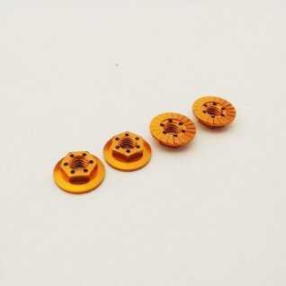 Hiro Seiko 4mm Alloy Serrated Wheel Nut -11mm Thin Type (ORANJE, 4pcs)