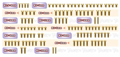 T-Work`s Ufo Head Steel Screw Set Gold Plated for Xray X4-2024 (117)