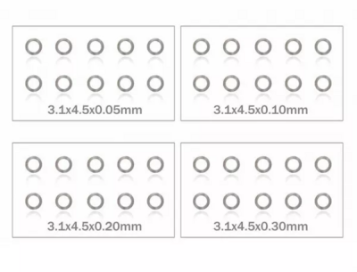 MR33 Shim Washer Set 3,1 x 4,5 mm 0,05 / 0,1 / 0,2 / 3,0mm (10ea)