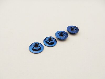 Hiro Seiko 4mm Alloy Serrated Wheel Nut -11mm Thin Type (Y-Blue, 4pcs)