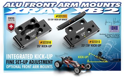 XRAY ALU FRONT LOWER ARM MOUNT 23°//29° KICK-UP - SWISS 7075 T6 - 322313